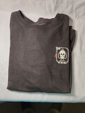 Vans Black Tee with Skull and Rose Chest Graphic